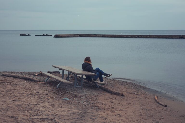 Quiet winter beach scene