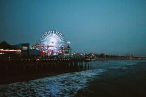Daytona Beach pier and Ferris wheel at night