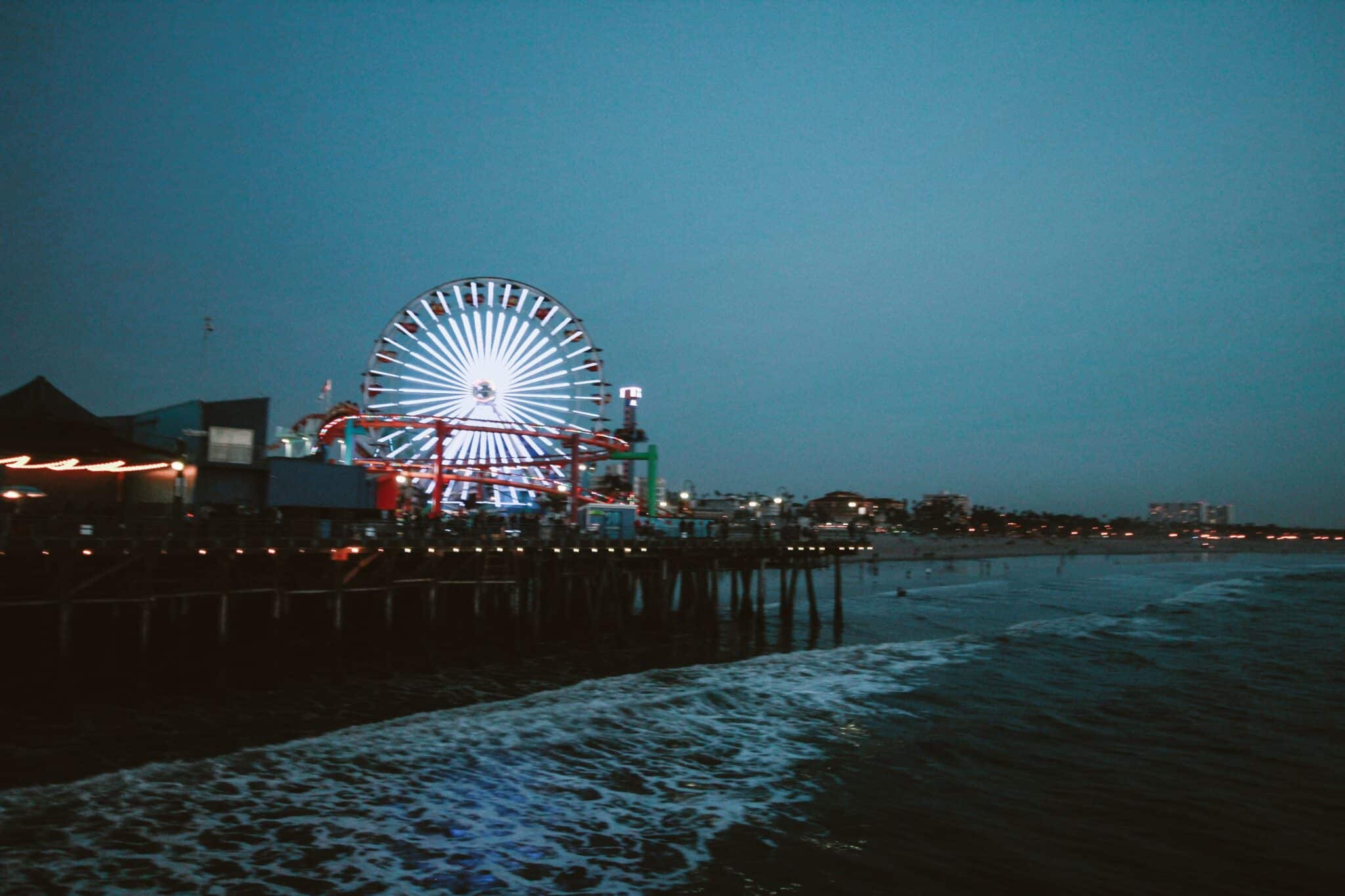 Daytona Beach pier and Ferris wheel at night