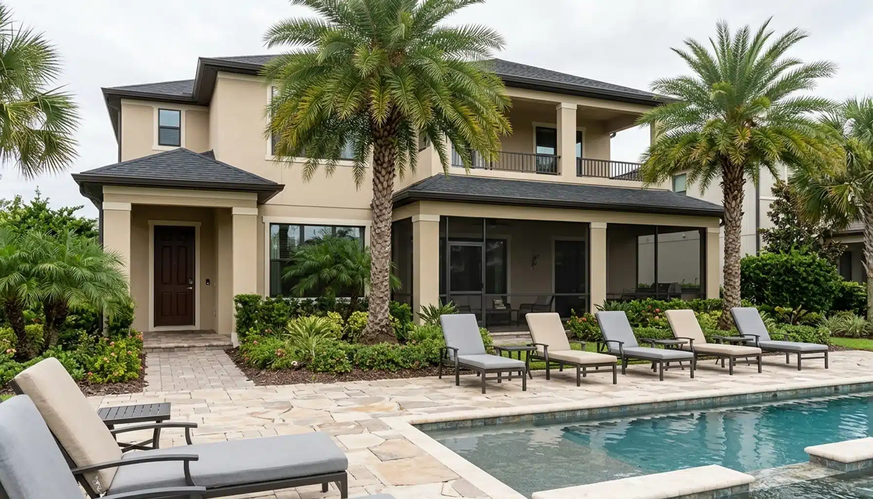 Davenport vacation rental home with pool and smart lock, representing vacation rental management company Davenport/Champions Gate services