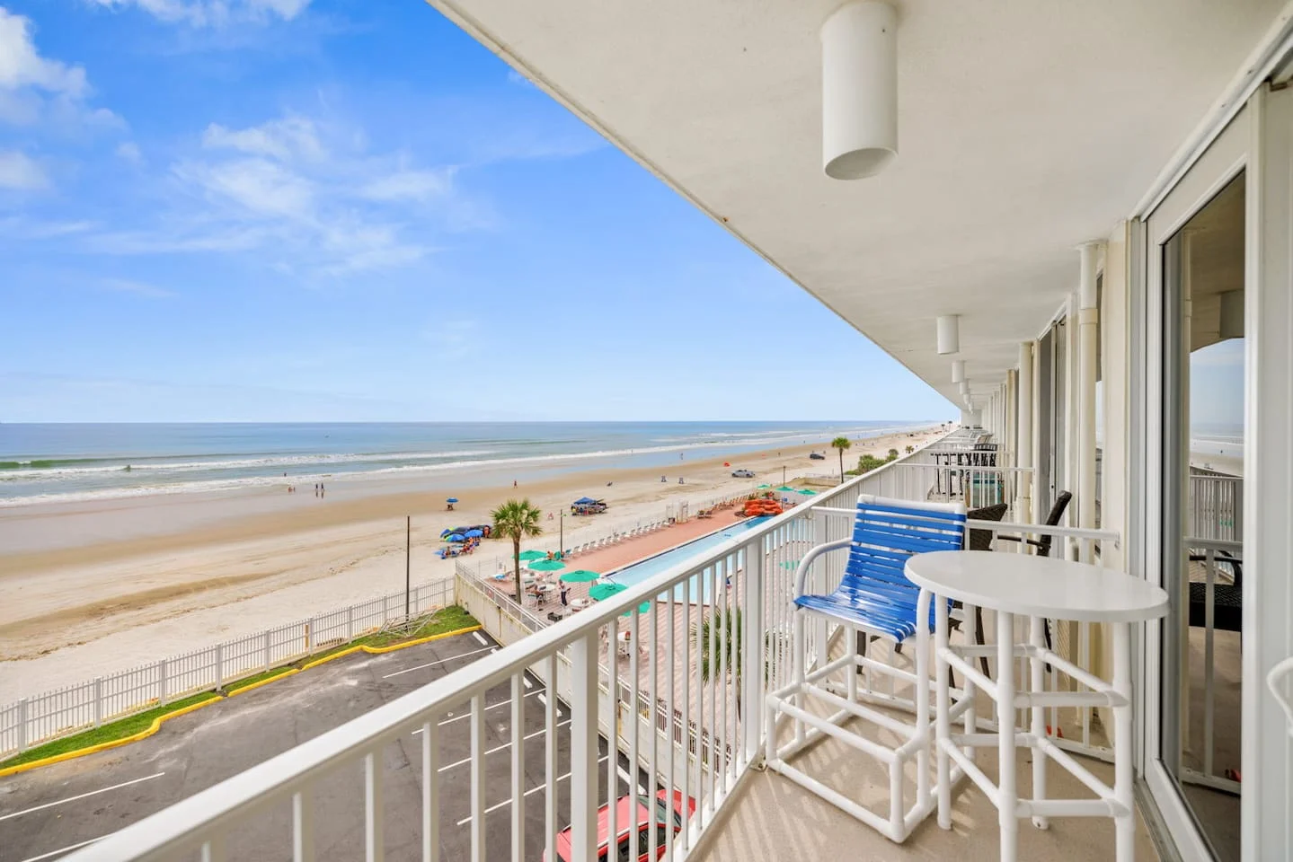 Oceanfront balcony vacation rental with pool Daytona Beach direct booking option